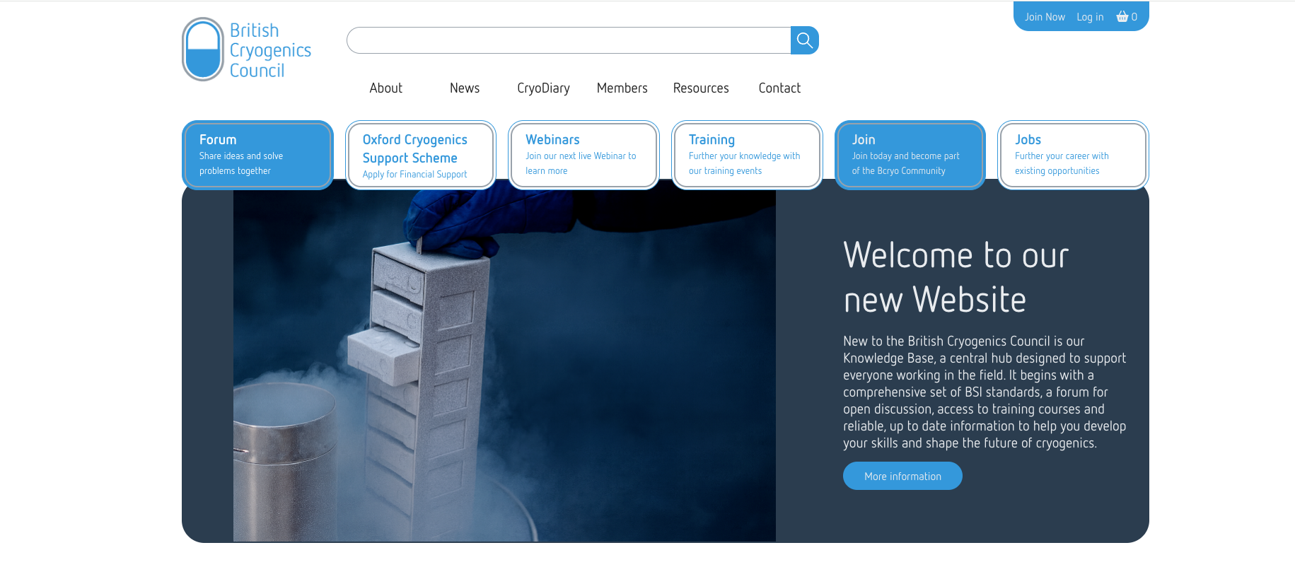 Homepage of the site