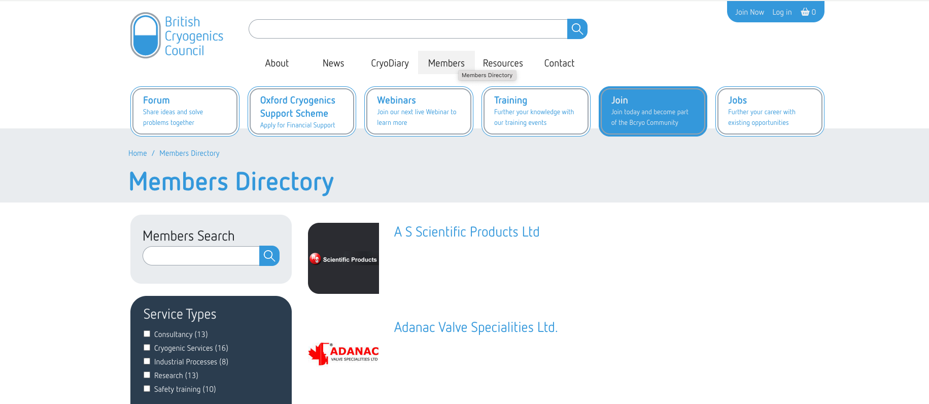 membership directory of the site