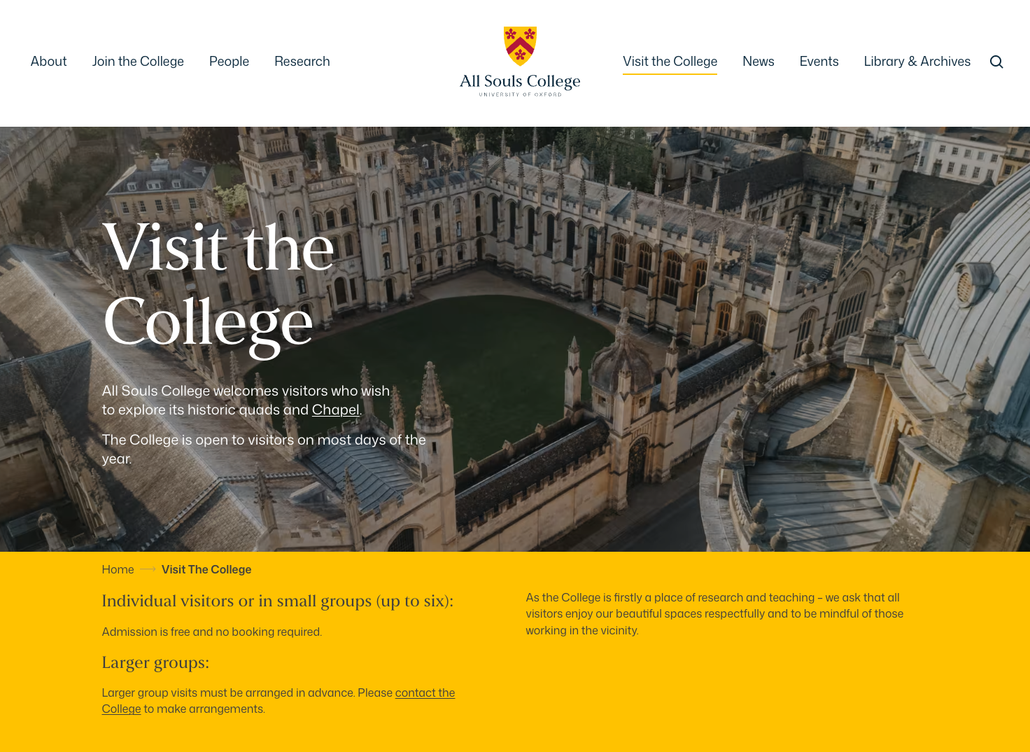 Visit the college page for All Souls College