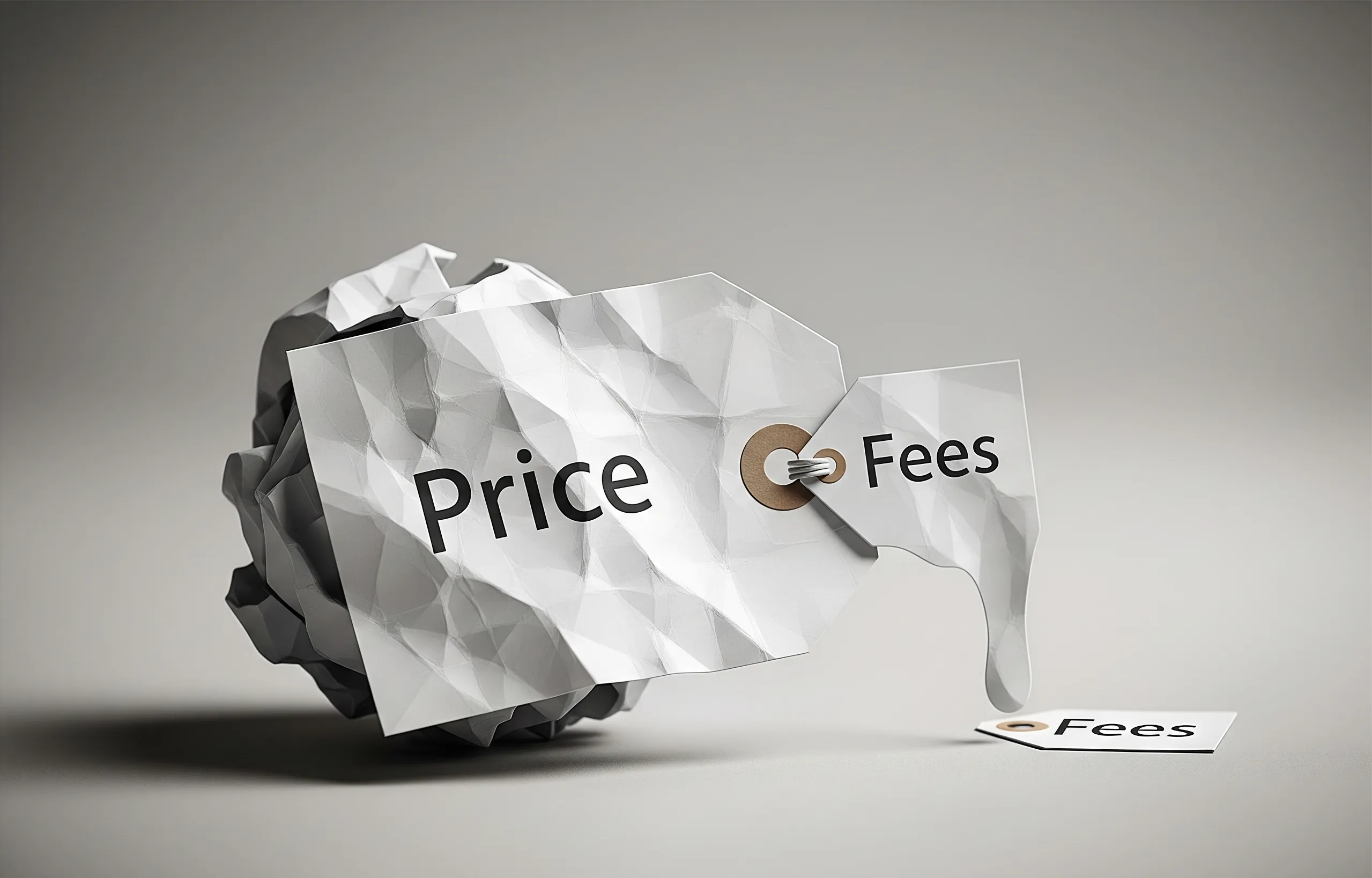 Crumpled up piece of paper with the word price on it 