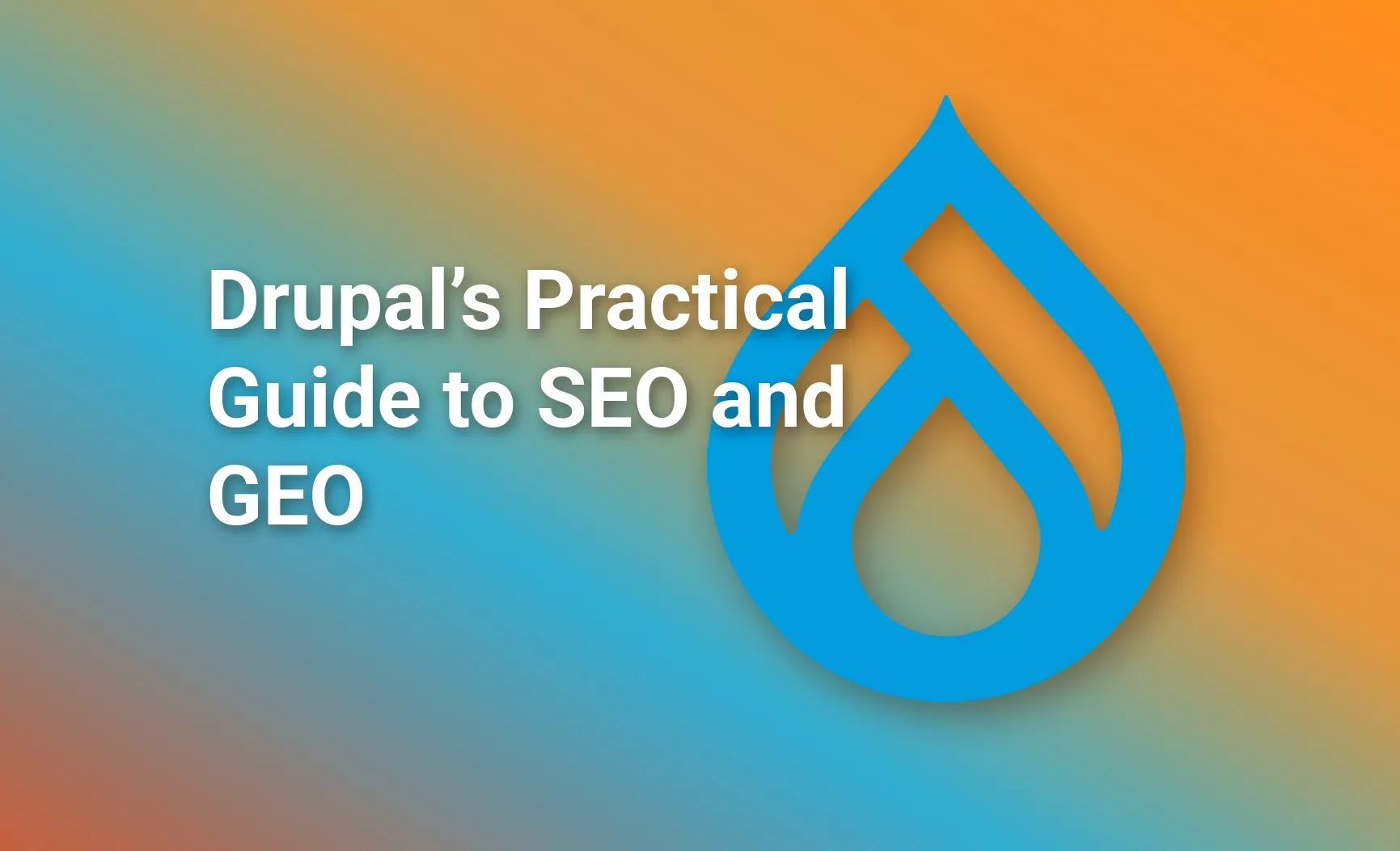 Large Drupal logo on an orange and blue banner.