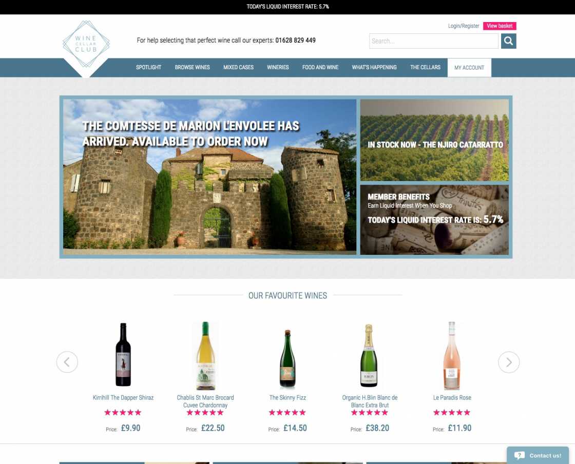 Wine Cellar Club website home page