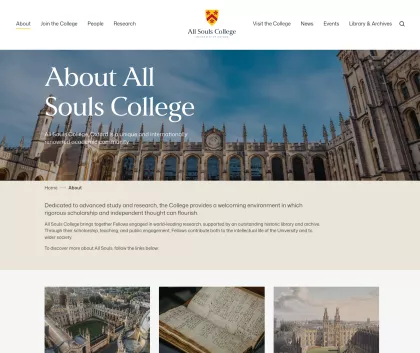About page for All Souls college 