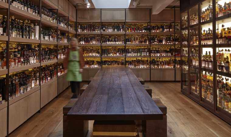 The tastings room at Hedonism Wines in London